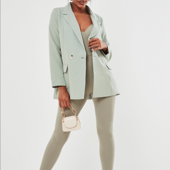 Missguided Mint Long Blazer - Picture 1 of 2